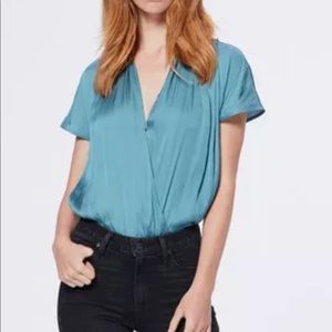 Paige Blouse Body Suit (blue green hue) Atlantic
